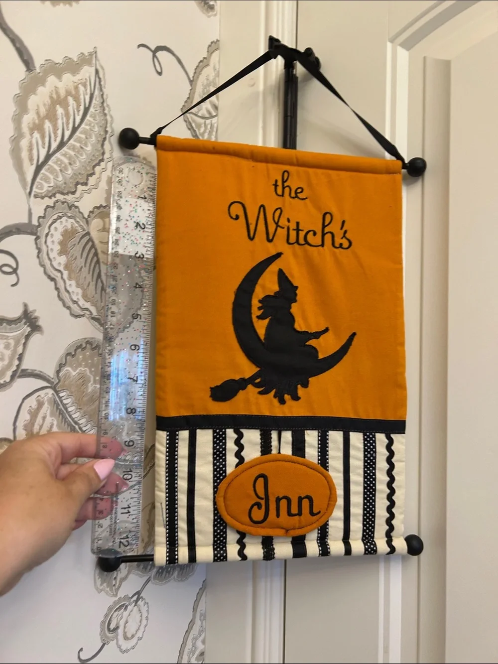 Orange & Black 'The Witch's Out' Halloween Wall Hanging